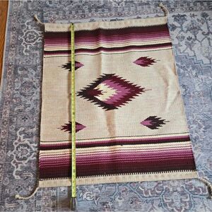 Vintage Zapotec Southwestern Style Wall Hanging in Purple and Cream